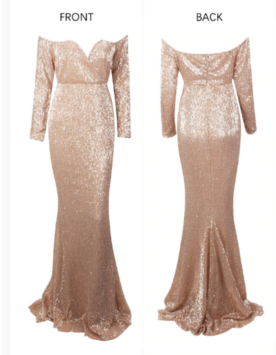 PP103 Long Sleeve Elastic Sequin Prom Dresses(4 Colors)