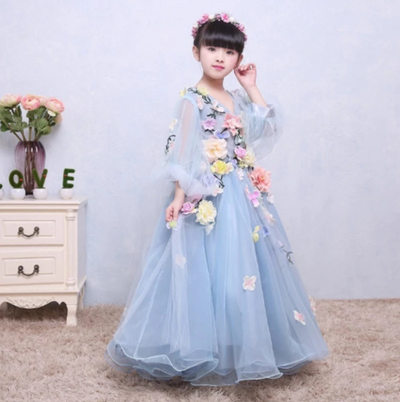 FG258 High quality floral Princess girl Dresses (3 Colors)