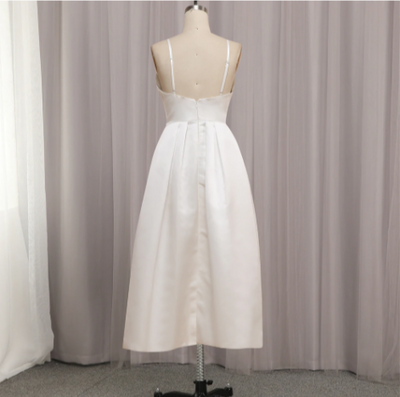 SS110 Real Photo simple satin Tea-length Wedding dresses