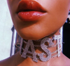 BJ64 Chic FANCY-NASTY Rhinestone Choker Necklace(Silver/Gold)