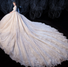 HW144 V-neck Long Sleeves beaded Wedding gown with train