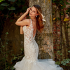 HW147 Crystal Lace Mermaid Wedding Dress with Ruffles train