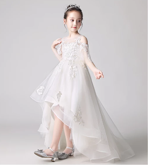 White high low flower girl outlet dress