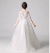 FG165 Elegant white high low Flower girl dress
