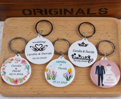DIY239 : 30pcs/lot Personalized Keychain with Mirror Wedding Souvenirs