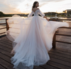 CW305 : 3/4 Puff Sleeve Boho A-Line Wedding Dresses