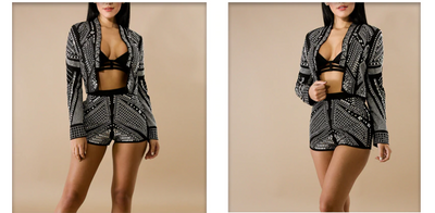 JR22 Sexy Sequins long Sleeve Rompers
