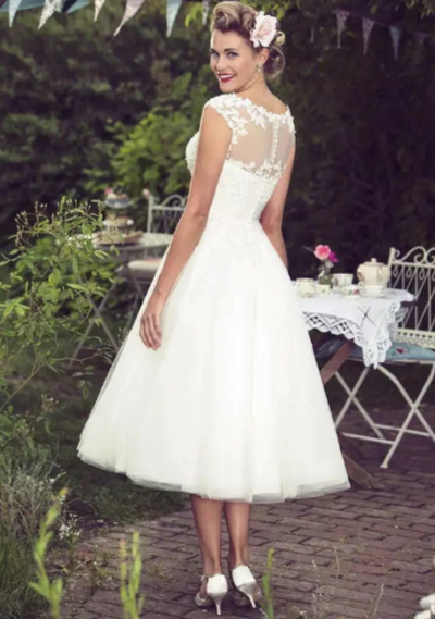 SS91 Vintage Tea Length Wedding dress