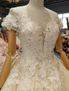 HW151 Real picture short sleeves o-neck wedding gown
