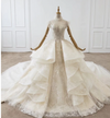 HW152 Luxurious high neck crystal beaded Wedding Gown