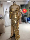 LG579 : 3 designs Gold Crystals Evening Gowns