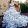 CG147 Strapless Sashes Crystal Ruffle Wedding Dresses  (7 Colors)