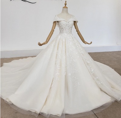HW157 Luxury Applique sequin Wedding Gown