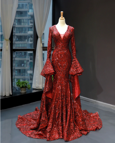 LG331 Real Photo Iconic red sequined Pageant Gown
