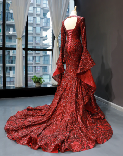 LG331 Real Photo Iconic red sequined Pageant Gown