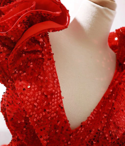 LG332 Real Photo special cap sleeves flower Red Carpet Gowns(2 Colors)