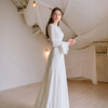 CW318 Real picture Simple lace long flare sleeves garden Wedding dress