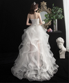 SS94 Strapless short long back Wedding Dress