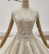 HW161 Handmade V Neck Short Sleeves beading sequin Wedding Gown