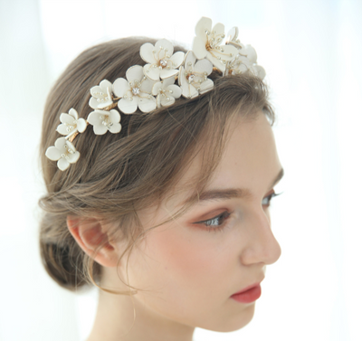 BJ175  Handmade flower Rhinestone Bridal crown