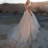 CW324 Scoop Lace Applique A Line boho Wedding Dresses