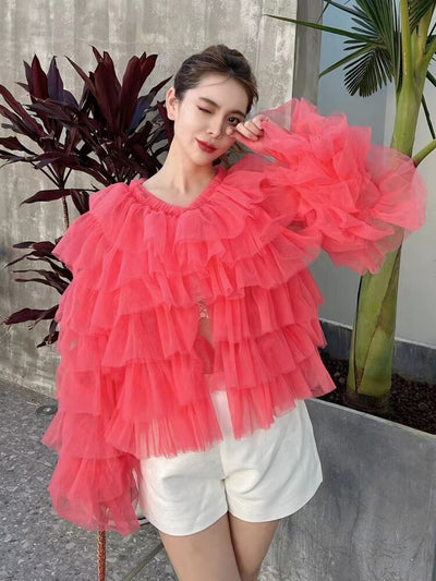 TJ177 Korean style Pleated blouses ( 5 Colors )