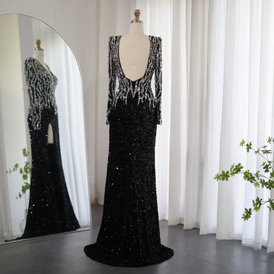 LG652 Real picture Luxury Black Evening gowns
