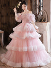 CG378 Pink Wedding dress Strapless Ruffles