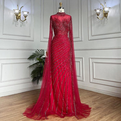 LG629 Luxurious cape sleeve Pageant gowns (4 Colors )