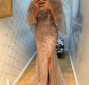LG314 Glamorous beading Evening Gowns with feather cloak(4 Colors)
