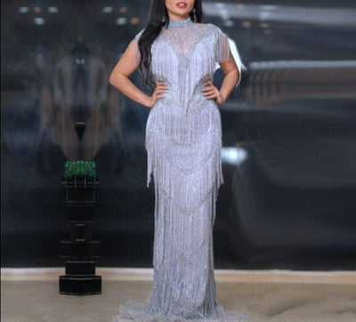 LG446 Handmade High neck beading tassel Pageant Gowns ( 3 Colors )