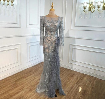 LG352 Luxurious One shoulder Beading Feather Pageant Gowns(2 Colors)