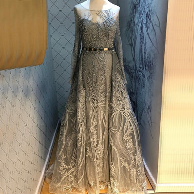 LG468 : 2 Styles Long sleeves beading Evening gowns