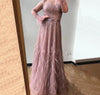 LG316 Long sleeves beading feather A-line Evening Gowns( 5 Colors)