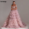 PP584 Pink Tiered Evening Gowns