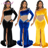 MX381 Plus size Sheer Mesh Velvet Party Dresses