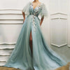 PP395 Vintage  V-Neck Appliques Evening dresses