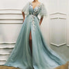 PP395 Vintage  V-Neck Appliques Evening dresses
