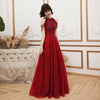 PP322 Burgundy sequined A-line Prom Dress