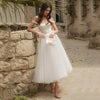 SS229 Off The Shoulder Tea-Length Wedding dress