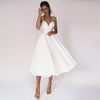SS151 Simple Thin Straps Criss Cross Satin Bridal dress