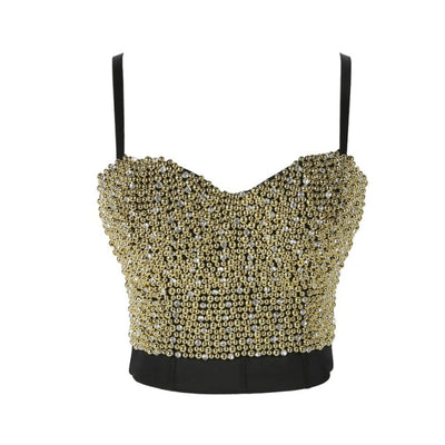 TJ105 Handmade Pearls beaded Crop Tops ( 6 Styles)