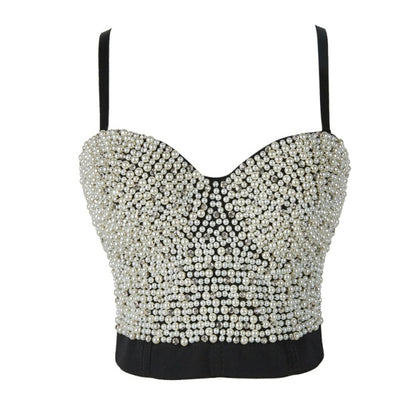 TJ105 Handmade Pearls beaded Crop Tops ( 6 Styles)