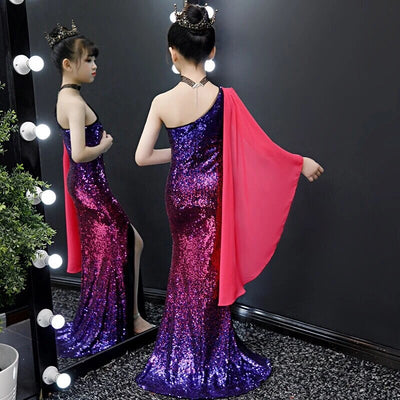 FG624 : (2-14yrs ) Gradient Sequin Mermaid Pageant dress for Girls