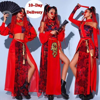KP99 Red Chinese Style Stage Dance Costumes ( 3 styles )