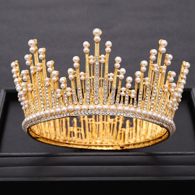 BJ441 Rhinestone Pearls Bridal Crowns ( 4 Colors )