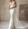 CW723 Middle grade Satin Mermaid Wedding Dress Detachable Bowknot