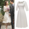 SS125 Simple satin Ankle length Wedding dress
