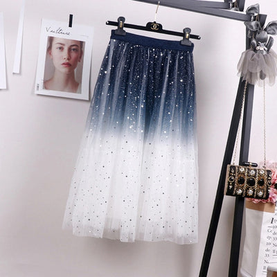 CK50 High waist Gradient Color tulle Skirts (3 Colors )