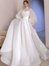 CW526 Simple Puff Sleeve Bridal dress
